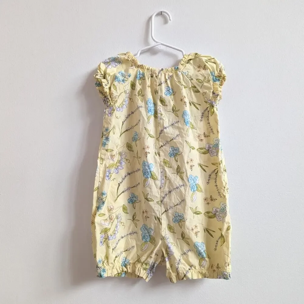 Vtg Gymboree Bubble Romper 2T Girls Yellow Floral Dainty Cottagecore